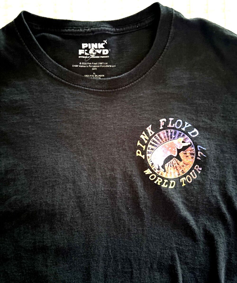 Pink Floyd World Tour 1977 Men's XL Licensed Black Double Sided Graphics Tee